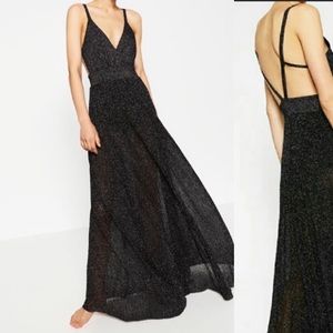 Zara limited Edition Women’s Italian Knit Metallic Maxi Dress